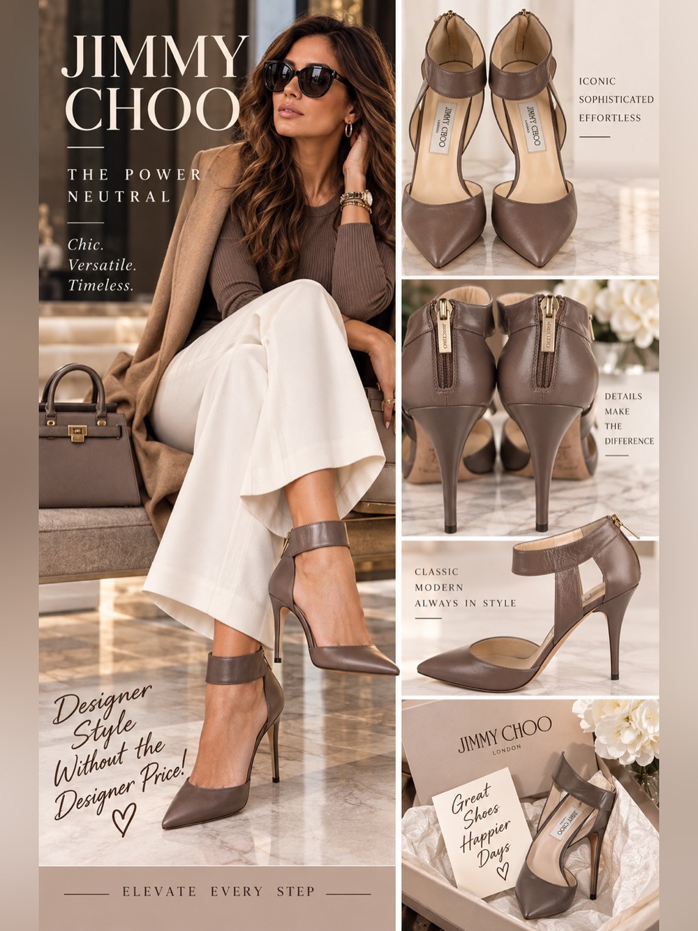 NEW Jimmy Choo Neutral Taupe Heels